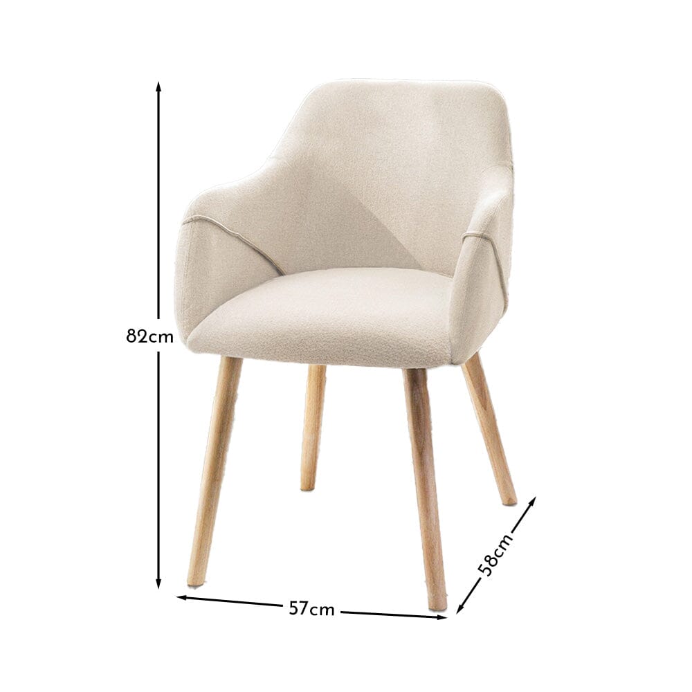 Freya Boucle Armchairs - Set of 2 - Whitewash Oak Legs