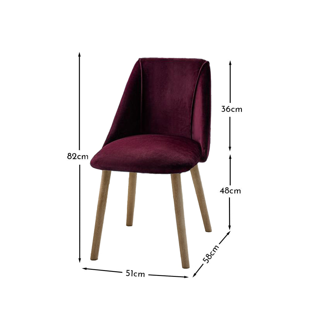 Freya Burgundy Red Dining Chairs - Set of 2 - Chalked Mango Wood Legs - Laura James 