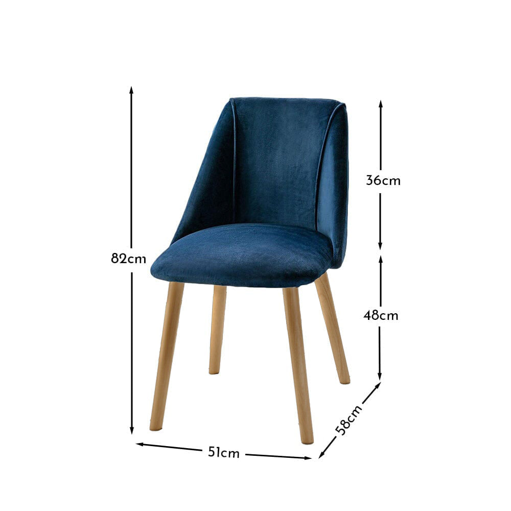 Freya Ink Blue Dining Chairs - Set of 2 - Pale Oak Legs - Laura James