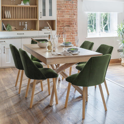 Freya Fern Green Dining Chairs - Set of 2 - Pale Oak Legs - Laura James