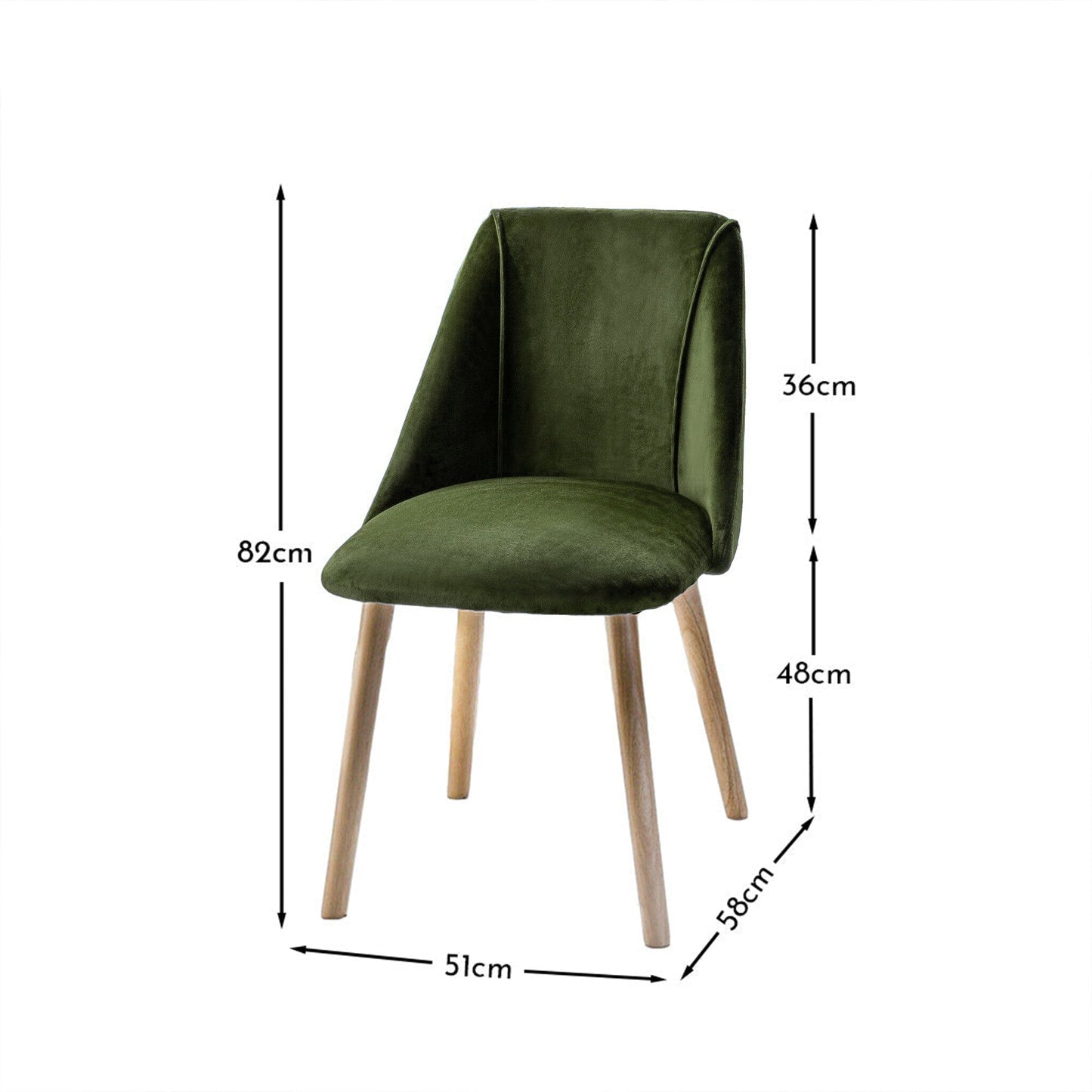 Freya Green Velvet Dining Chair - Set Of 2 - Whitewash Oak Legs