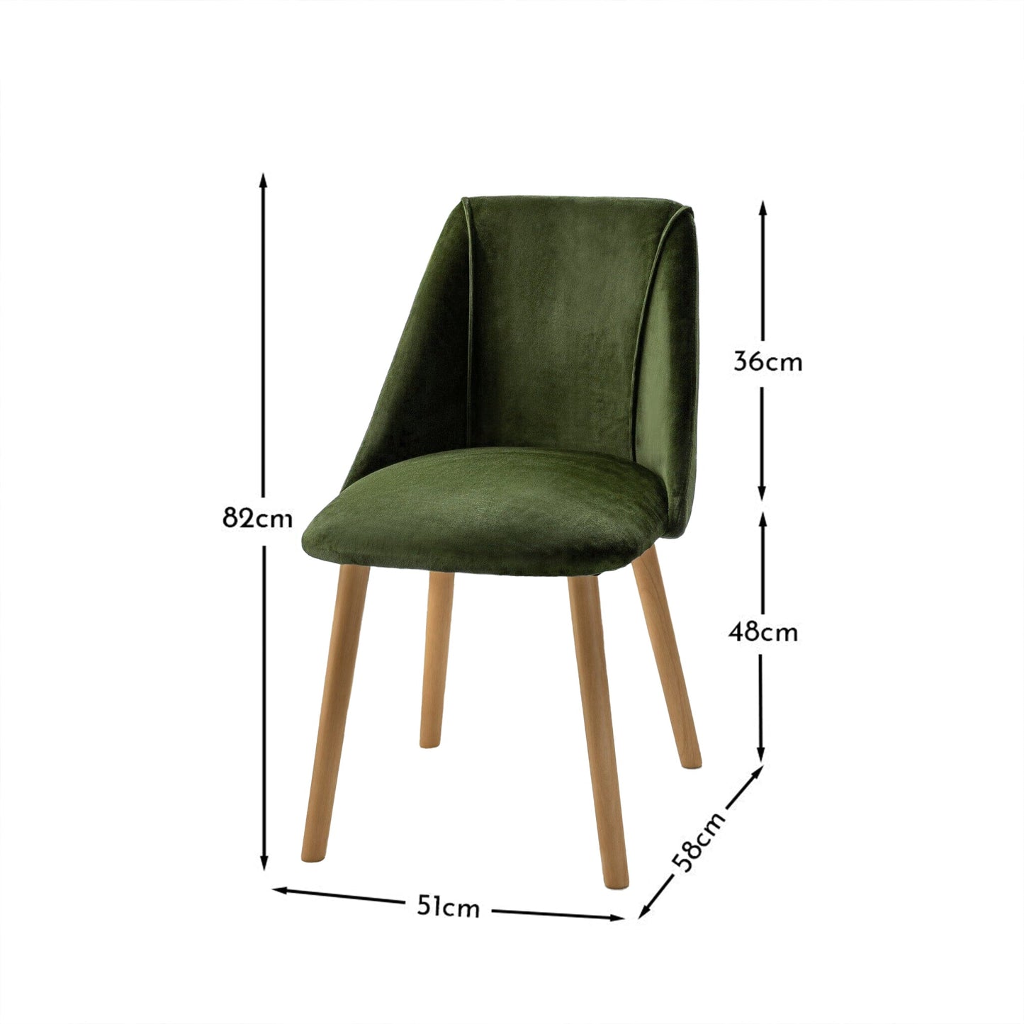 Freya Fern Green Dining Chairs - Set of 2 - Pale Oak Legs - Laura James