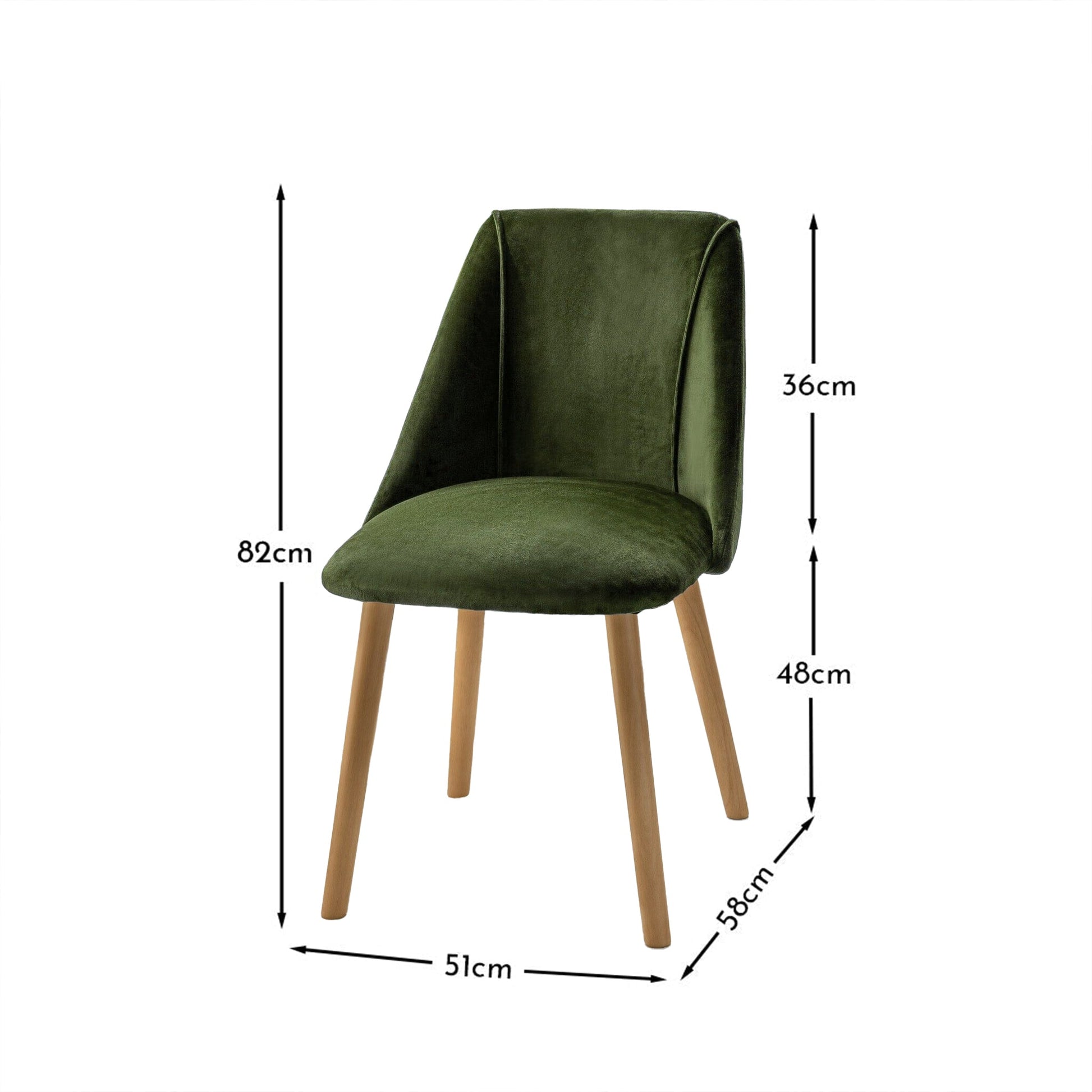 Freya Fern Green Dining Chairs - Set of 2 - Pale Oak Legs - Laura James