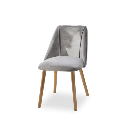 Ella 160cm Pale Oak Dining Table Set - 6 Seater - 4 Freya Dining Chairs with  2 Freya Armchairs - Mist Grey with Pale Oak Legs - Laura James