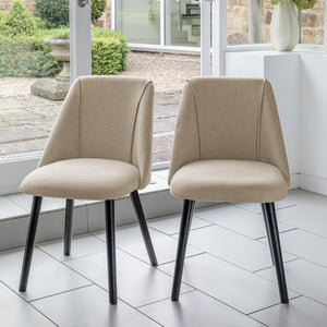 Freya Sand Dining Chairs - Set of 2 - Black Oak Legs