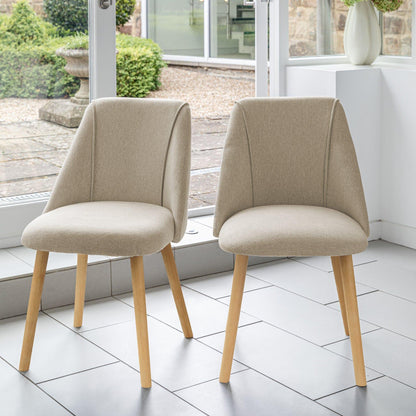 Freya Sand Dining Chairs - Set of 2 - Pale Oak Legs - Laura James
