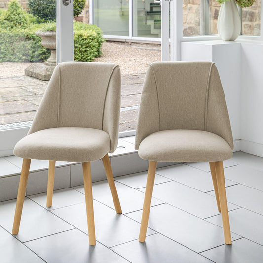 Freya Sand Dining Chairs - Set of 2 - Pale Oak Legs - Laura James