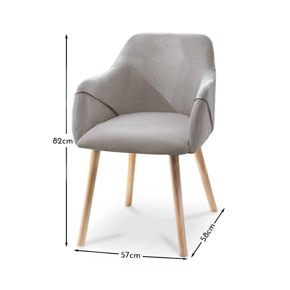Freya Fossil Armchairs - Set of 2 - Whitewash Oak Legs - Laura James 