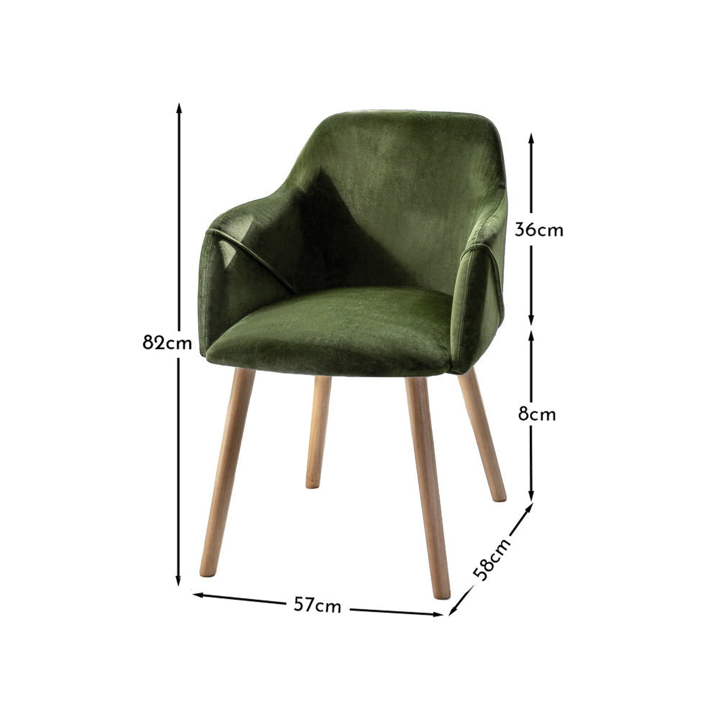 Freya Armchairs - Set Of 2 - Fern Green with Whitewash Oak Legs