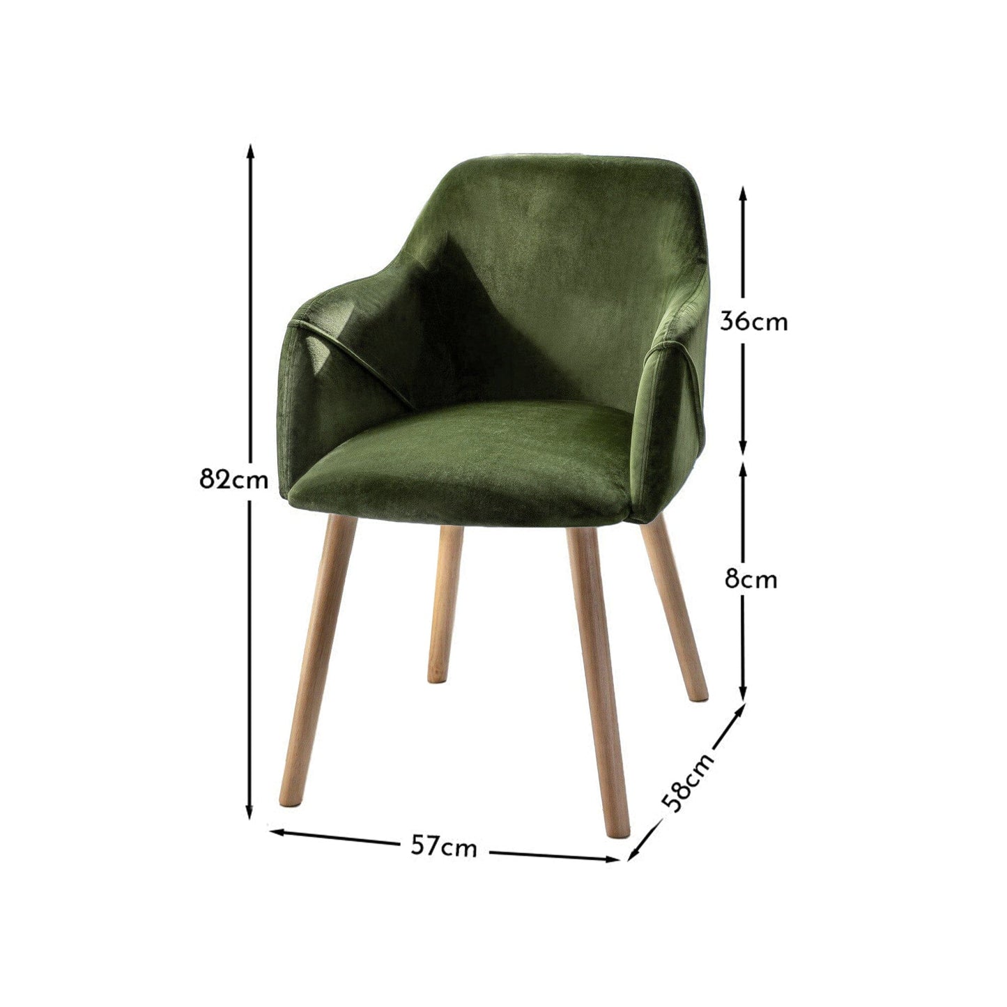 Freya Fern Green Armchairs - Set of 2 - Whitewash Oak Legs