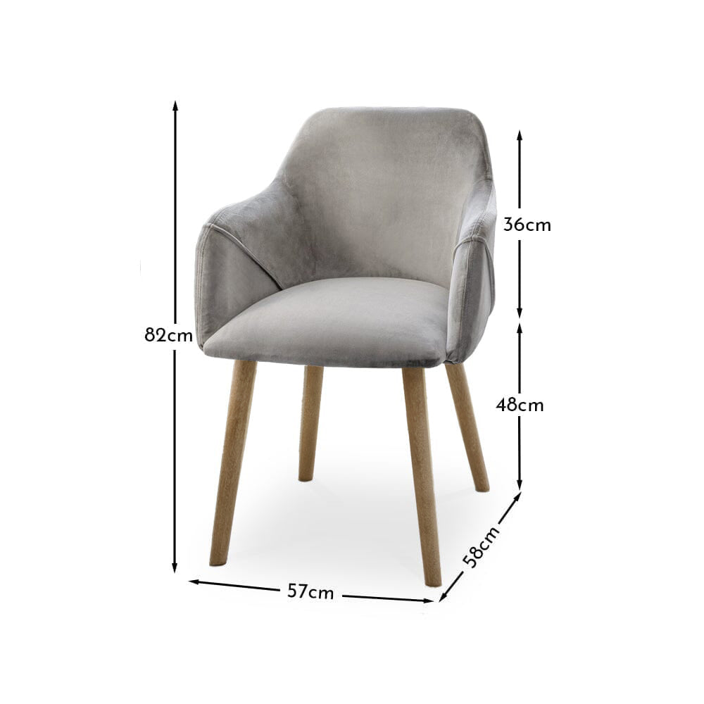 Freya Grey Dining Armchairs - Set of 2 - Chalked Mangowood Legs