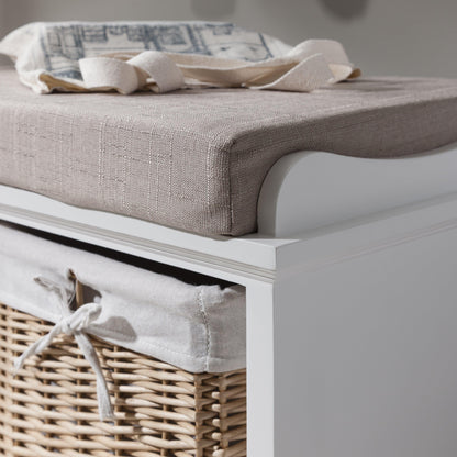 Fyfield Hallway Shoe Storage Bench in White with cushion  - Laura James
