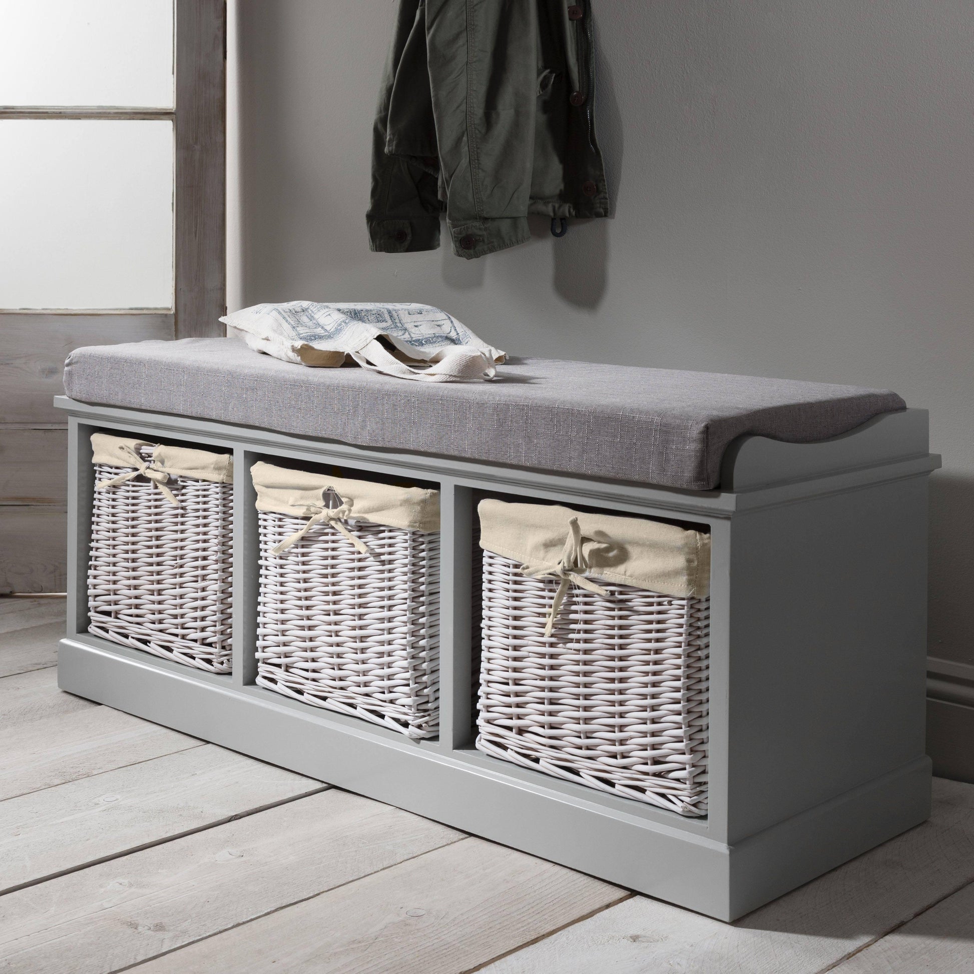 Fyfield Hallway Shoe Storage Bench with cushion - Laura James