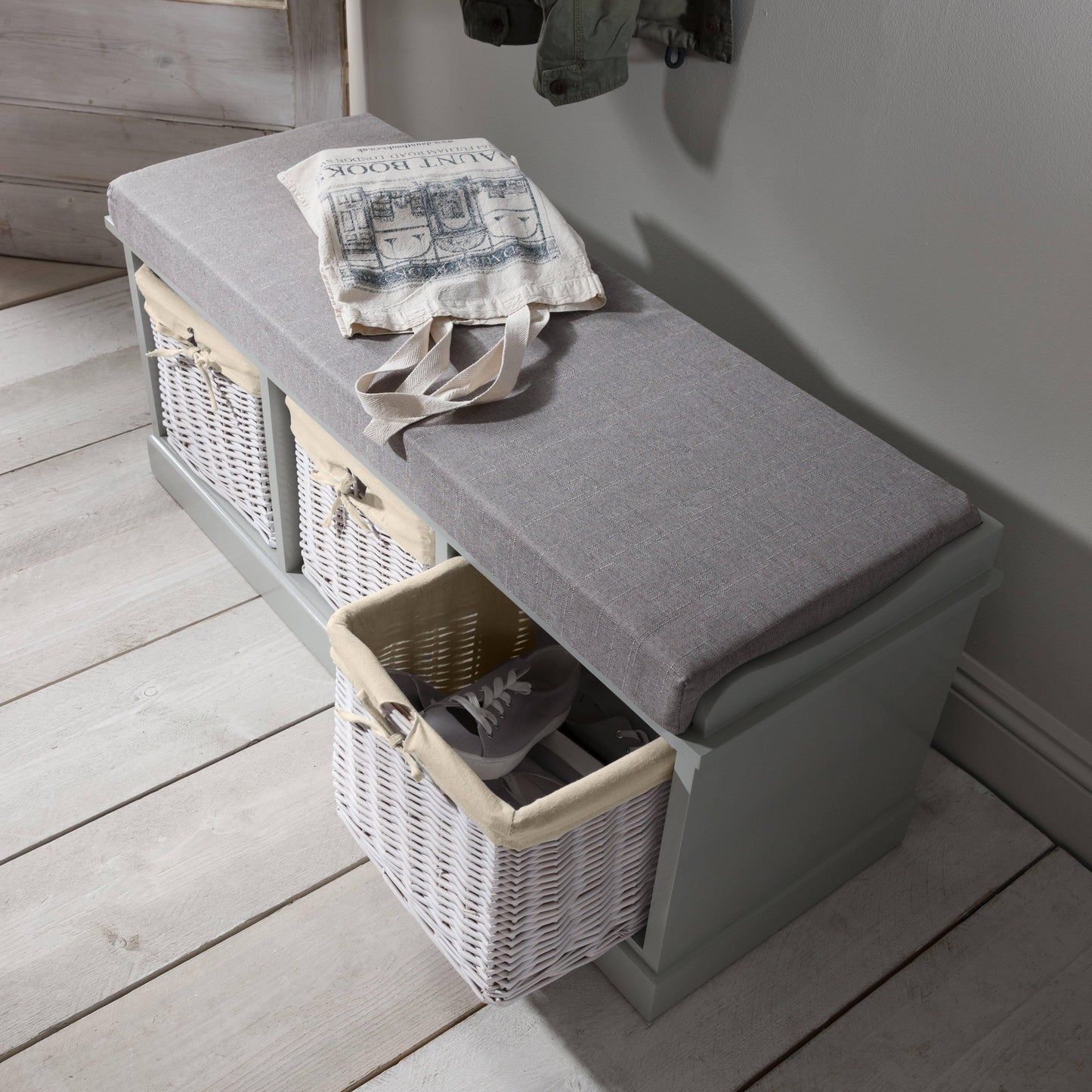 Fyfield Hallway Shoe Storage Bench with cushion - Laura James