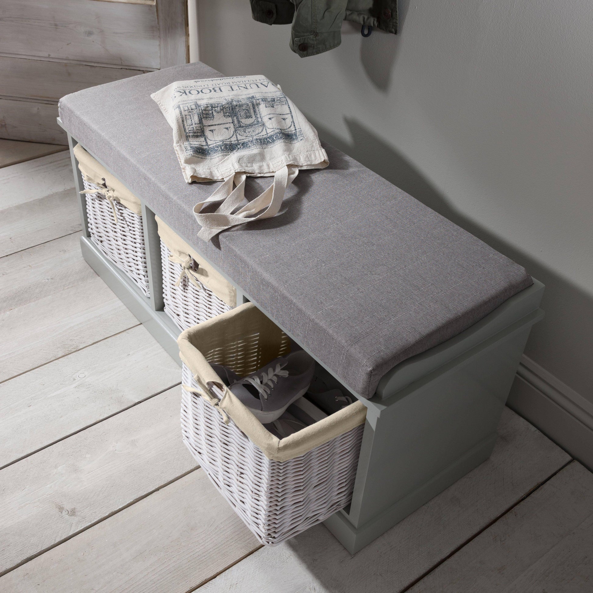 Fyfield Hallway Shoe Storage Bench with cushion - Laura James