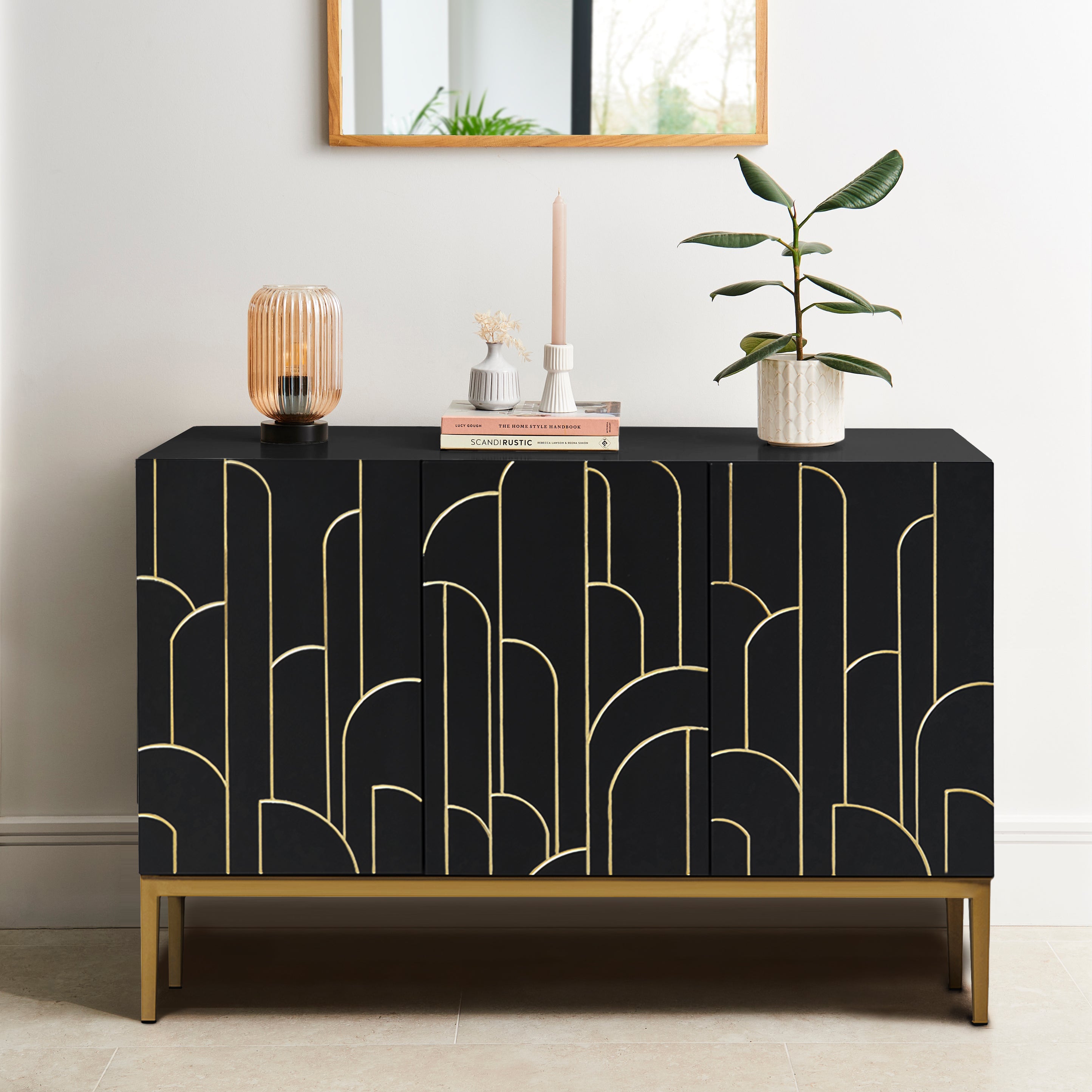 BLACK DESIGN 葉月 Gatsby Black and Gold 3 Door Sideboard – Laura James – Laura James