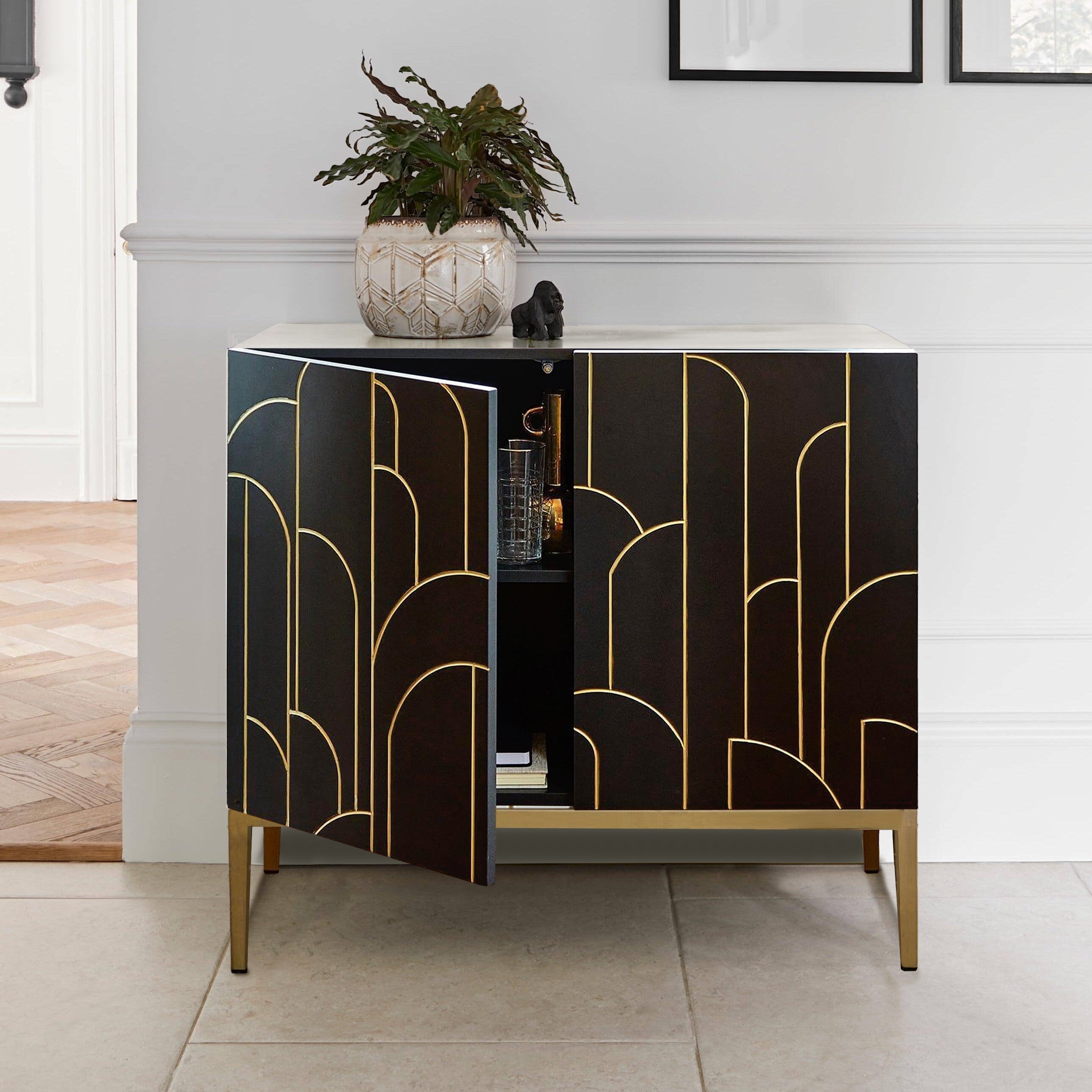 エクストラコールド　ディスプレイ Gatsby Black and Gold 2 Door Sideboard – Laura James – Laura James
