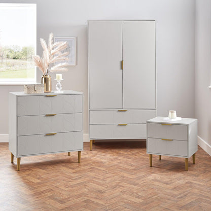 Gloria 3 piece bedroom furniture set - 3 drawer chest of drawers - grey - Laura James