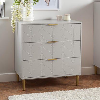 Gloria 3 piece bedroom furniture set - 3 drawer chest of drawers - grey - Laura James