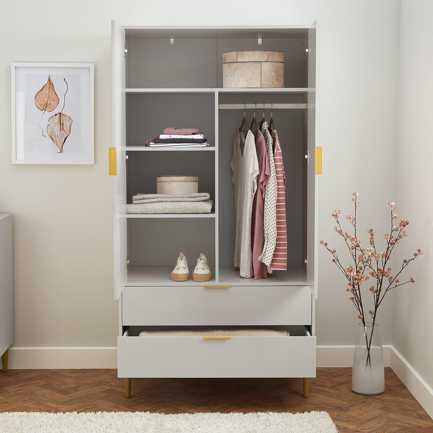 Gloria 3 piece bedroom furniture set - 4 over 4 chest of drawers - grey - Laura James