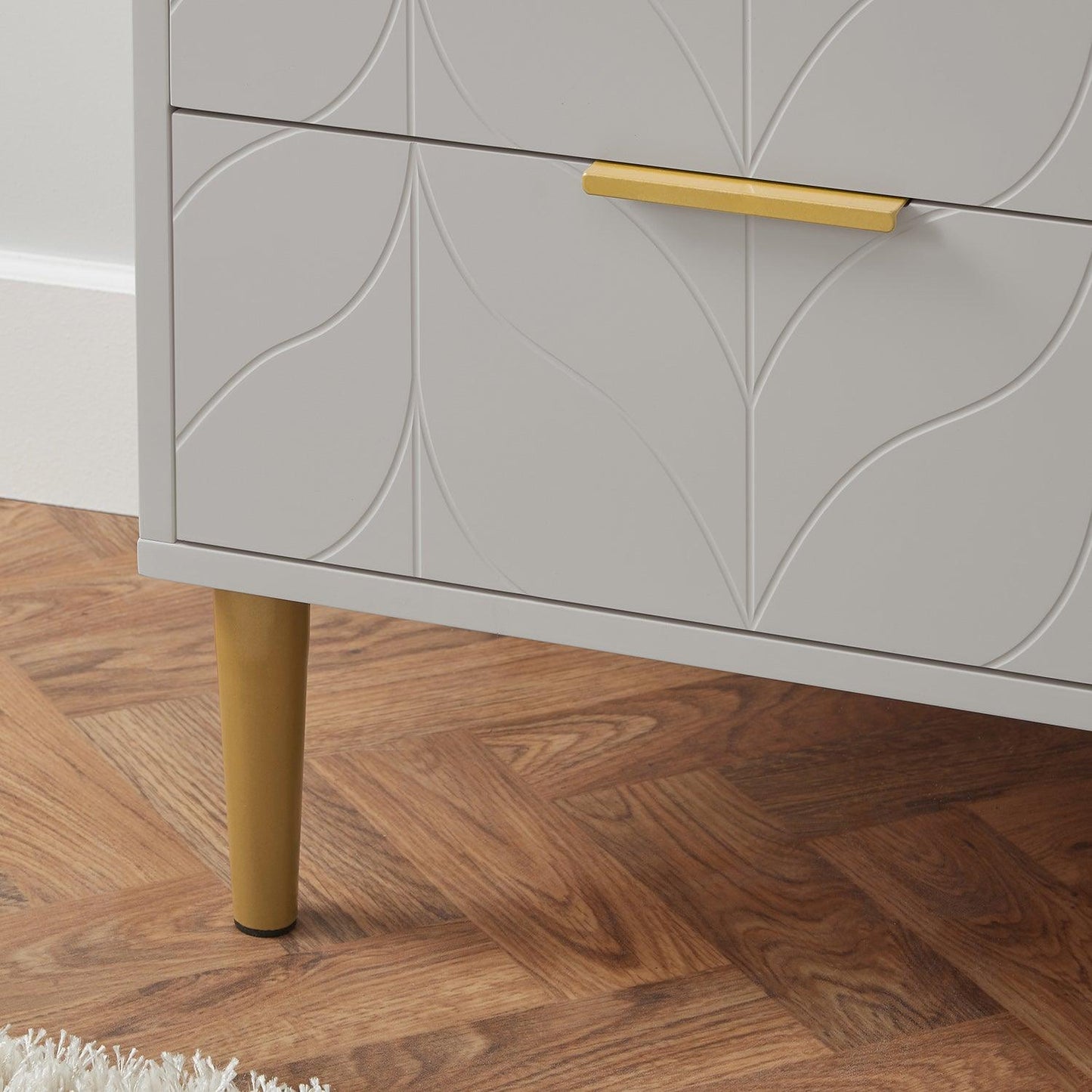 Gloria 3 piece bedroom furniture set - 4 over 4 chest of drawers - grey - Laura James
