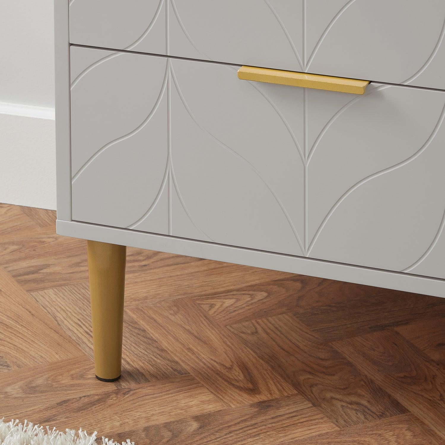 Gloria 3 piece bedroom furniture set - 4 over 4 chest of drawers - grey - Laura James