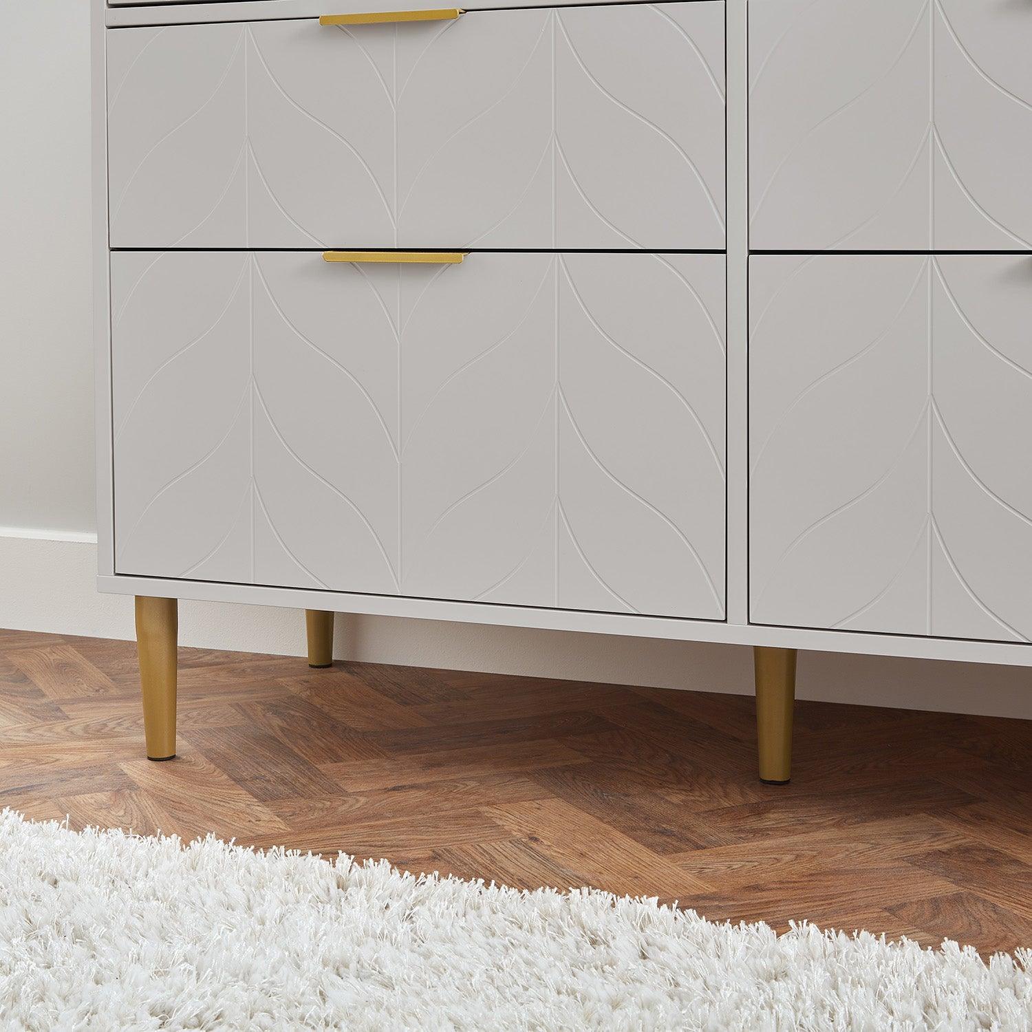 Gloria 3 piece bedroom furniture set - 4 over 4 chest of drawers - grey - Laura James