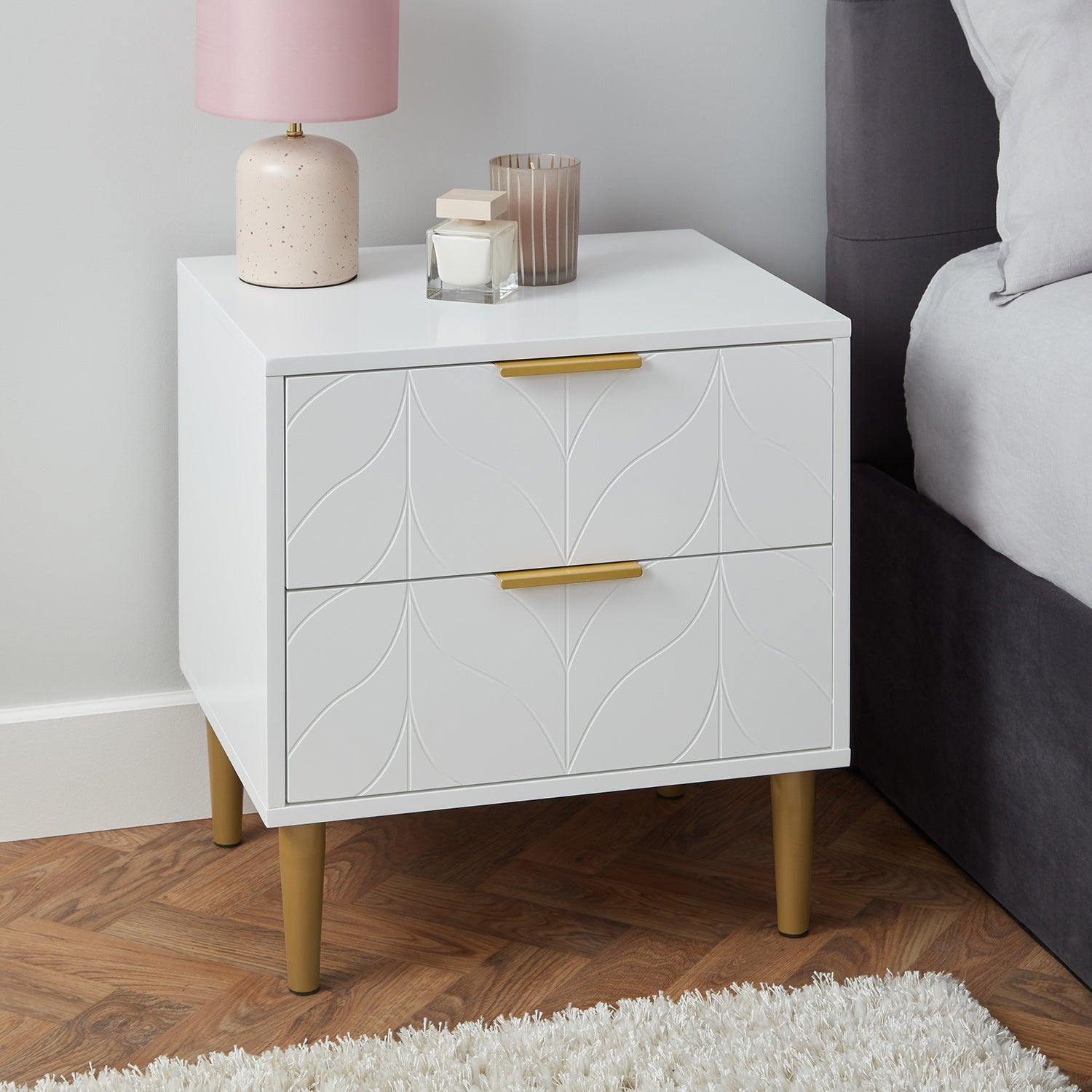 Gloria 3 piece bedroom furniture set - 4 over 4 chest of drawers - white - Laura James