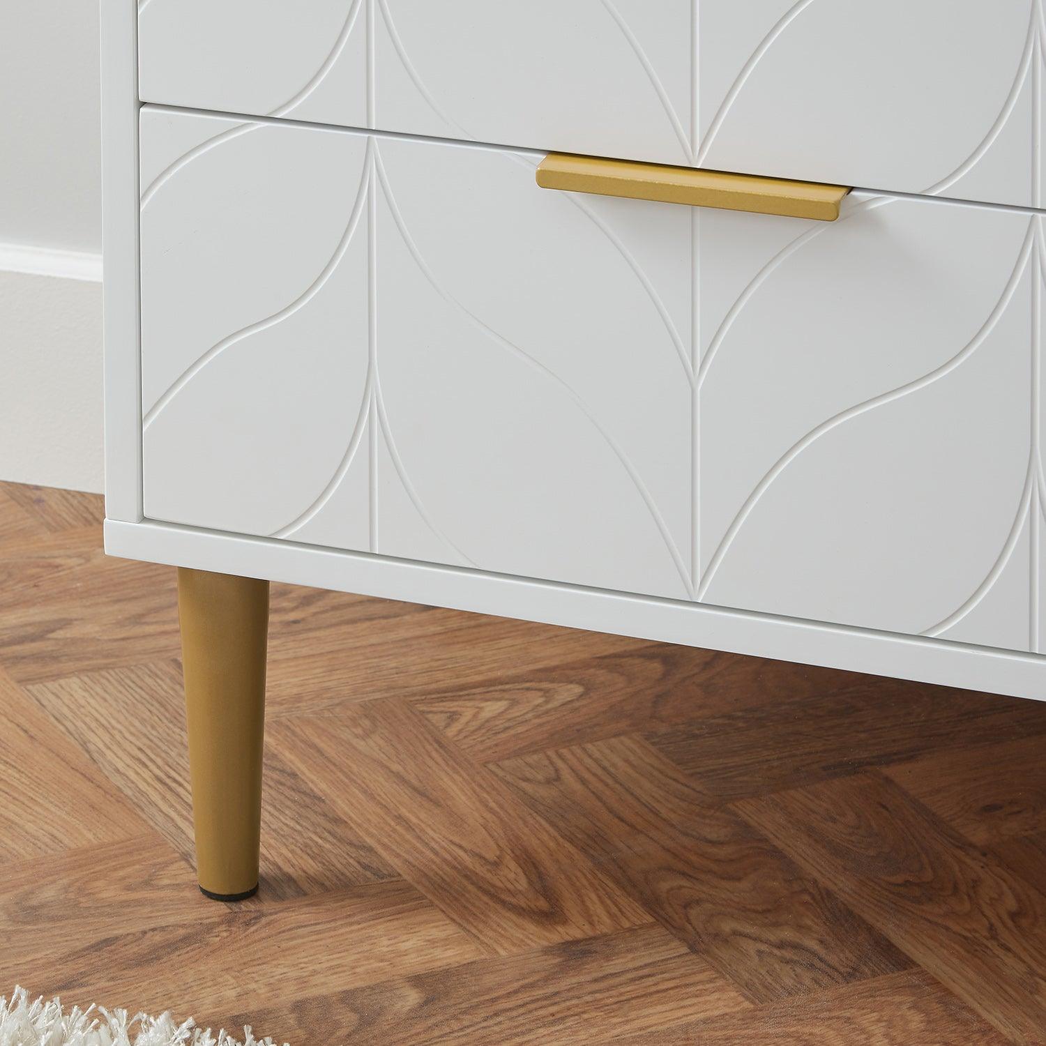 Gloria 3 piece bedroom furniture set - 4 over 4 chest of drawers - white - Laura James