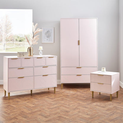 Gloria 3 piece bedroom furniture set - 4 over 4 chest of drawers - pale pink - Laura James