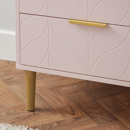 Gloria 3 piece bedroom furniture set - 4 over 4 chest of drawers - pale pink - Laura James
