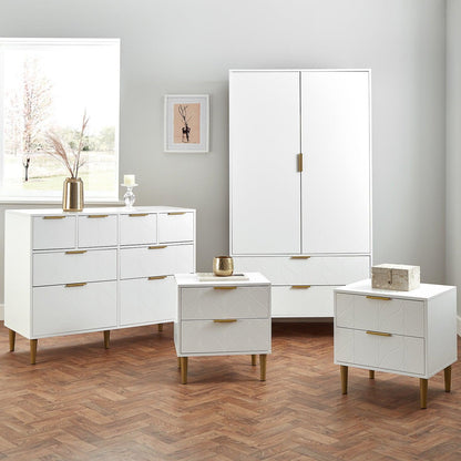 Gloria 4 piece bedroom furniture set - 4 over 4 chest of drawers -white - Laura James