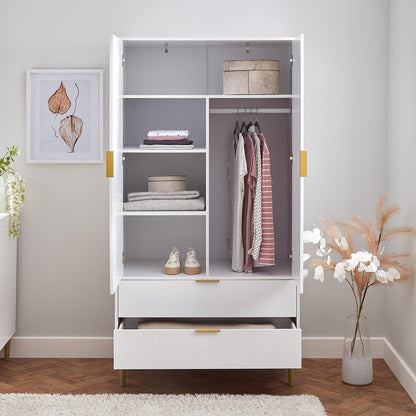 Gloria 4 piece bedroom furniture set - 4 over 4 chest of drawers -white - Laura James