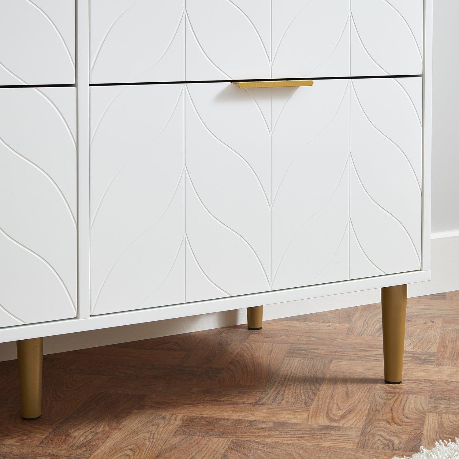 Gloria 4 piece bedroom furniture set - 4 over 4 chest of drawers -white - Laura James