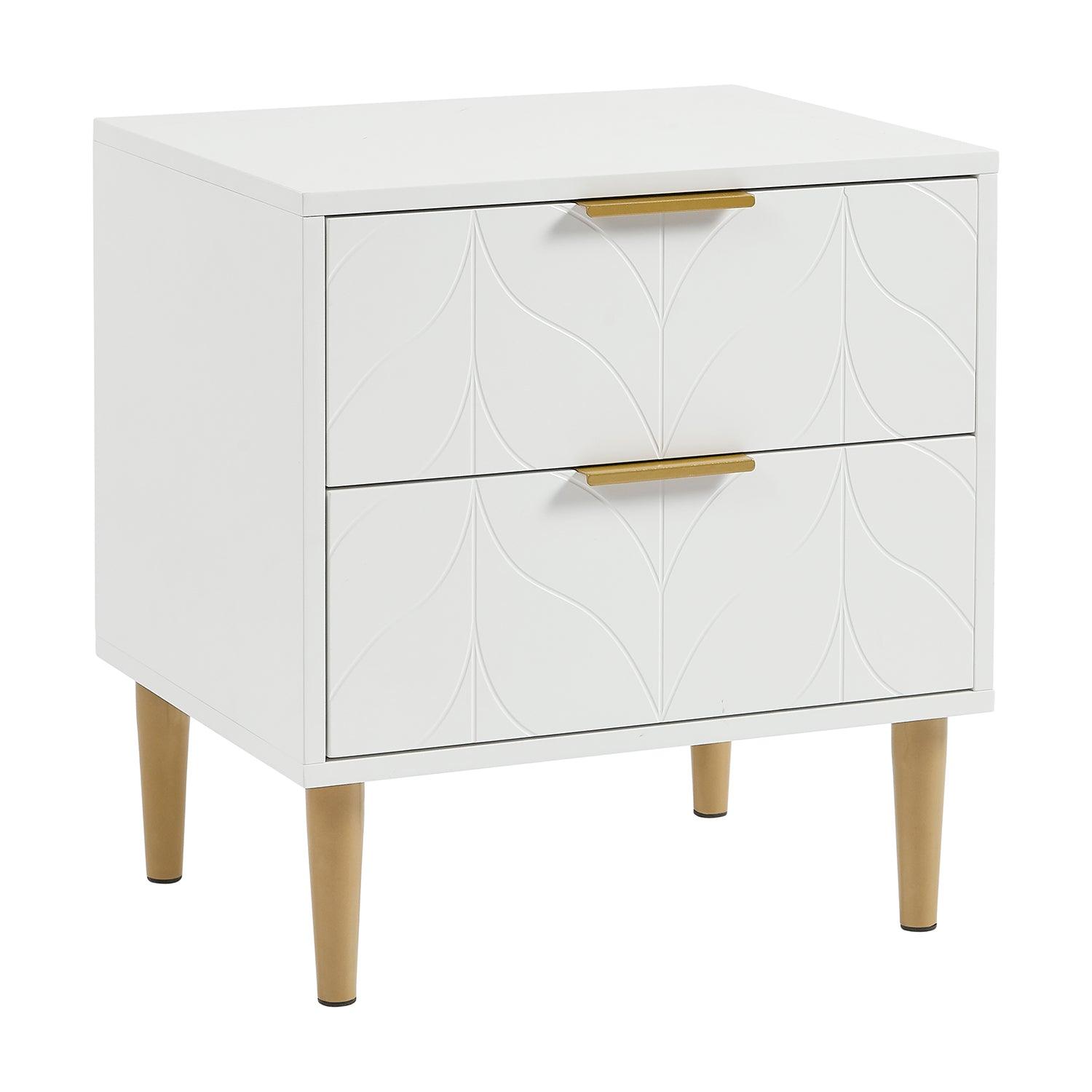 Gloria bedside table - white and brass effect - Laura James