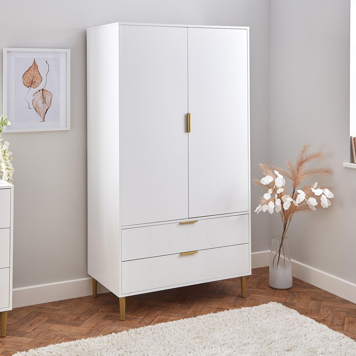 Gloria 2 Door Wardrobe - White - Laura James
