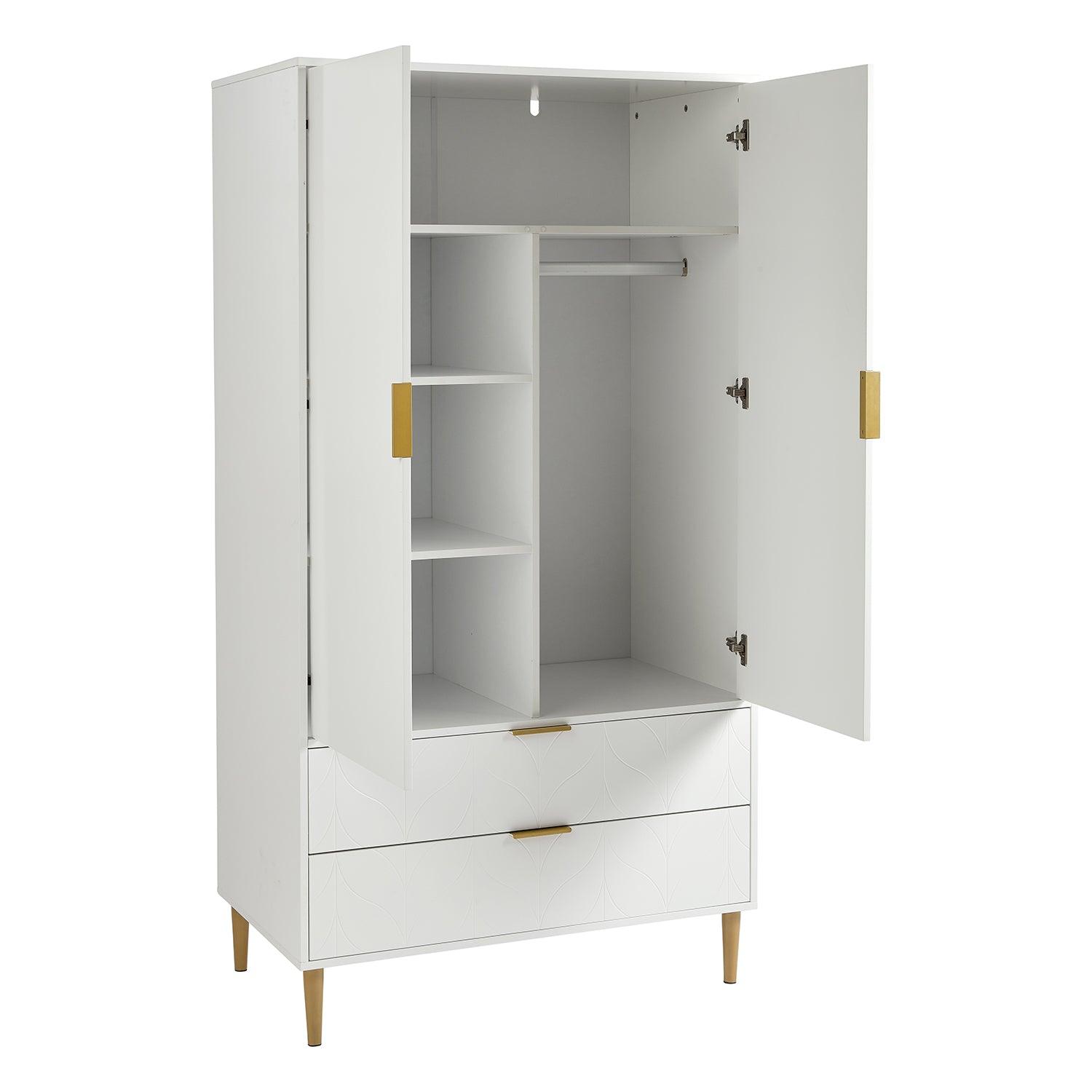 Gloria 2 Door Wardrobe - White - Laura James