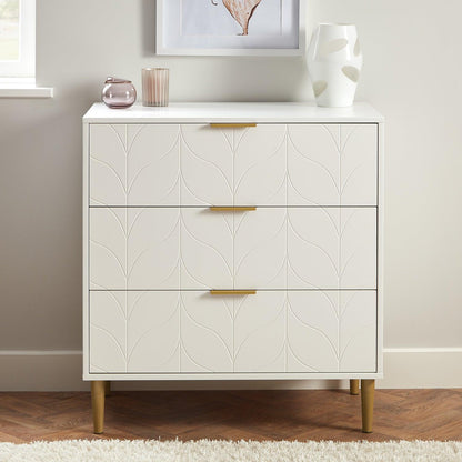 Gloria wardrobe and drawers set -3 drawer chest of drawers - white - Laura James
