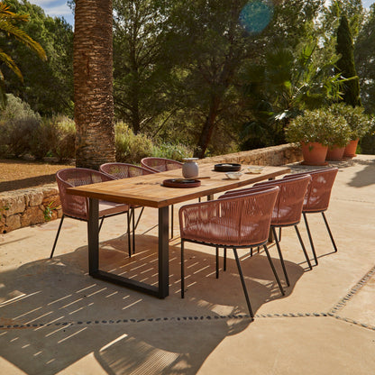 Hali 6 Seater Dining Set with Hali Pink Rope Chairs - 175cm