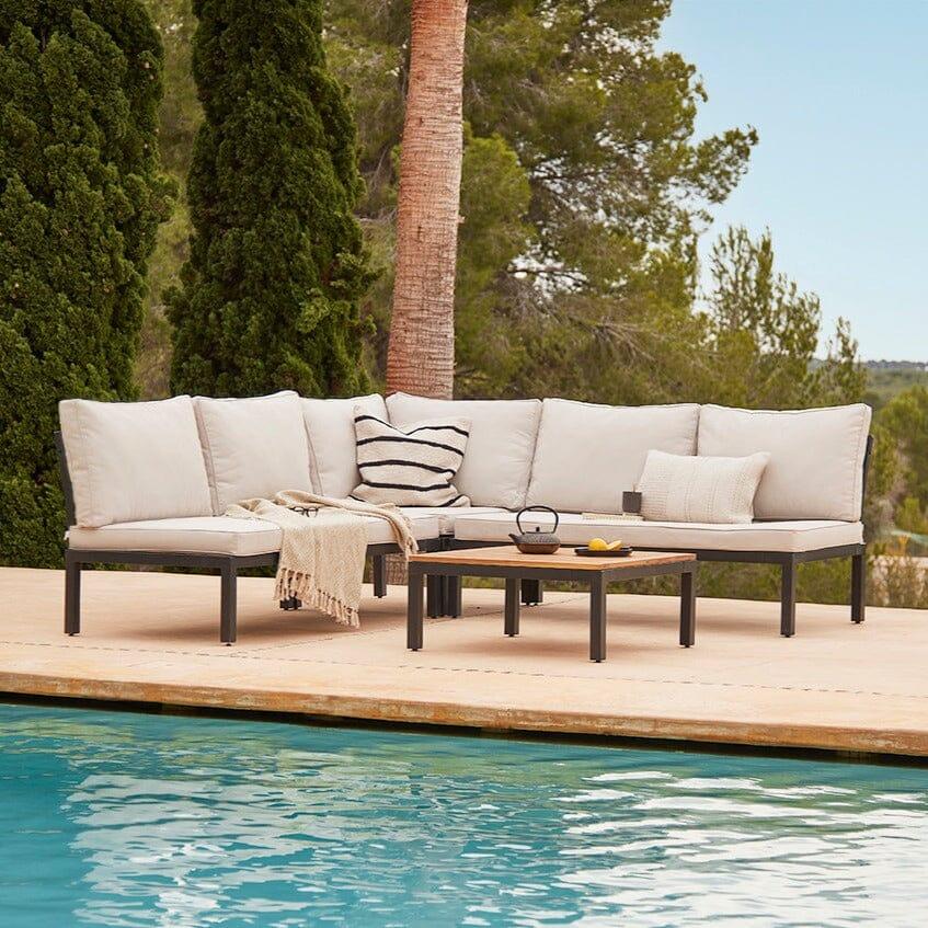 Laura James Brown Rattan Corner Sofa Set Laura James Black