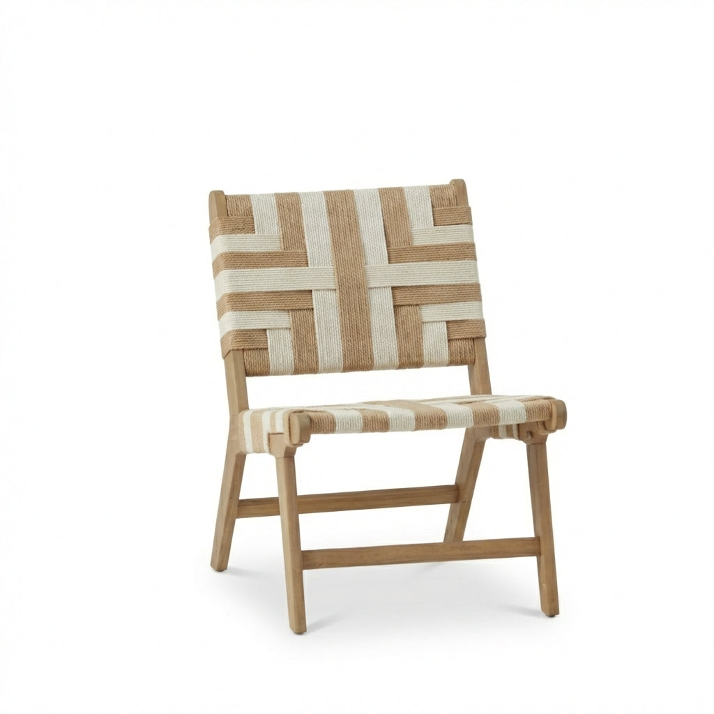Saffron White Acacia Occasional Chair - Beige/Natural Rope - Laura James