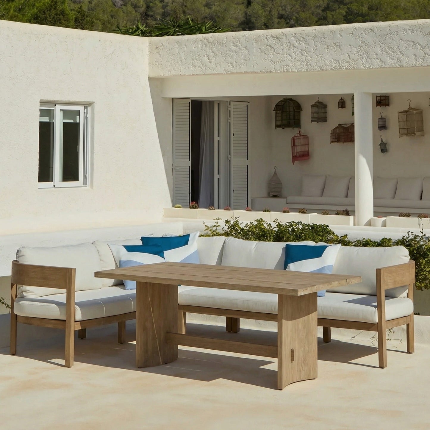 Imani 6 Seater Wooden Garden Corner Sofa Set with Dining Table