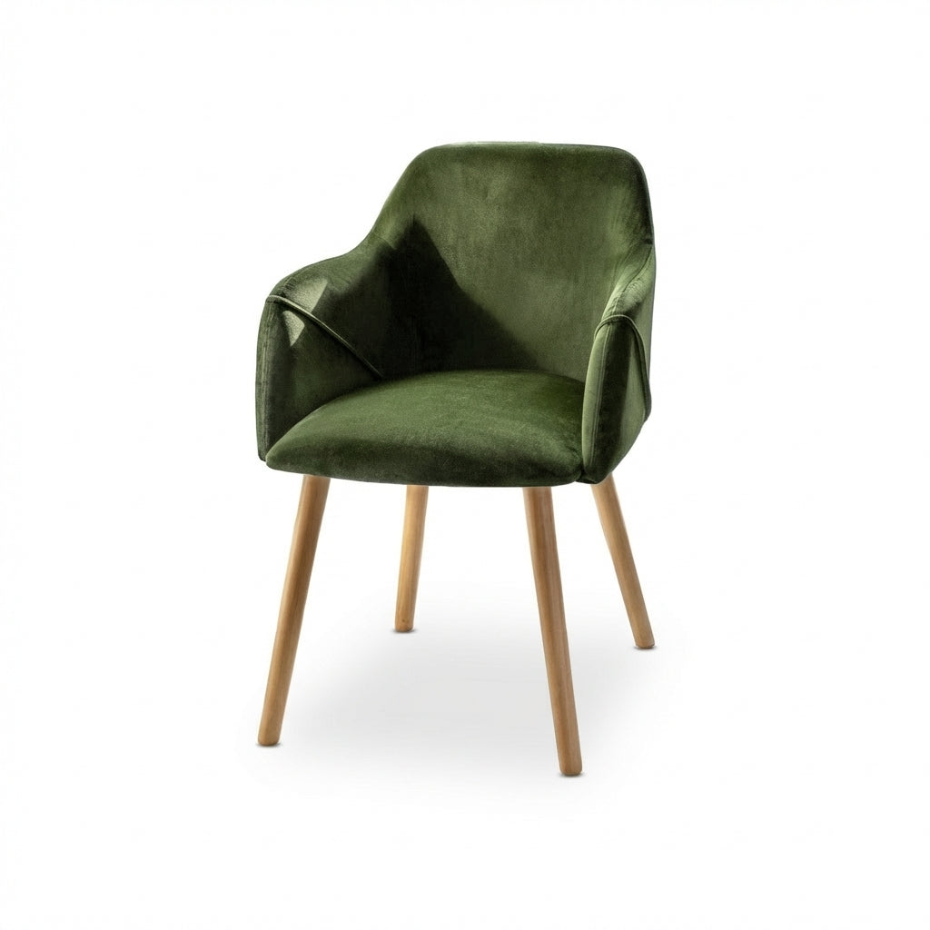 Freya Fern Green Armchairs - Set of 2 - Pale Oak Legs - Laura James
