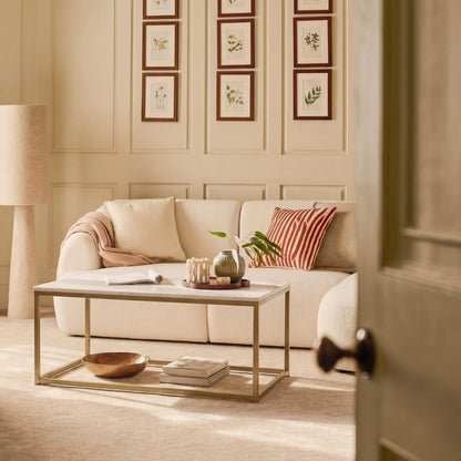 Nara White Marble Coffee Table - Gold Frame - Laura James