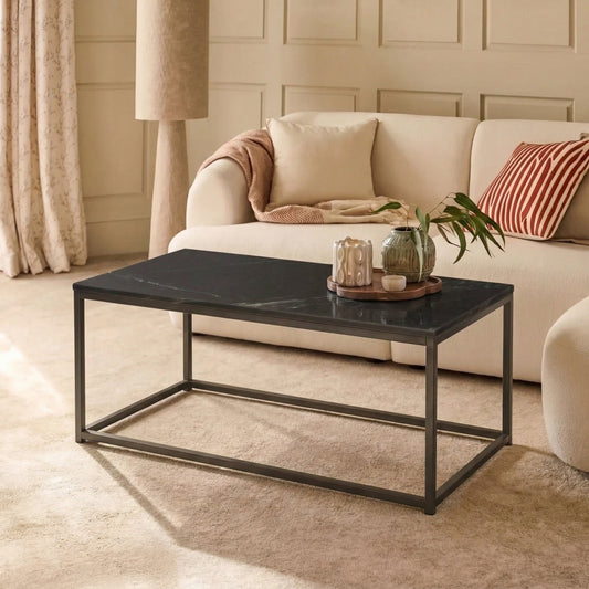 Nara Black Marble Coffee Table - Black Frame - Laura James