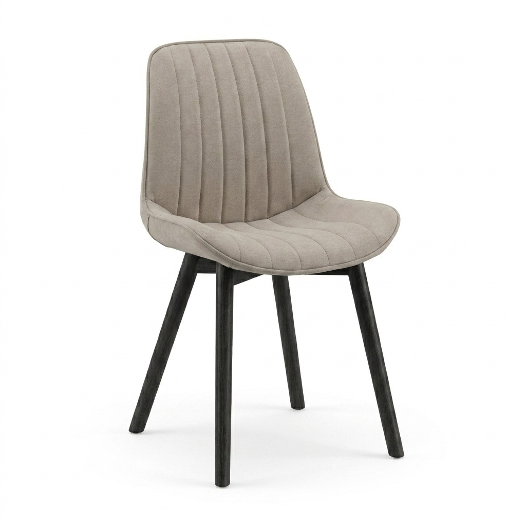  Bella Soft Beige Dining Chairs - Set Of 2 -  Black Legs - Laura James 