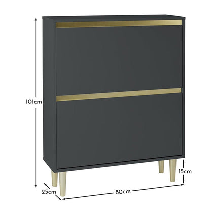 Iliana Shoe Cabinet - 2 Door - Charcoal Grey