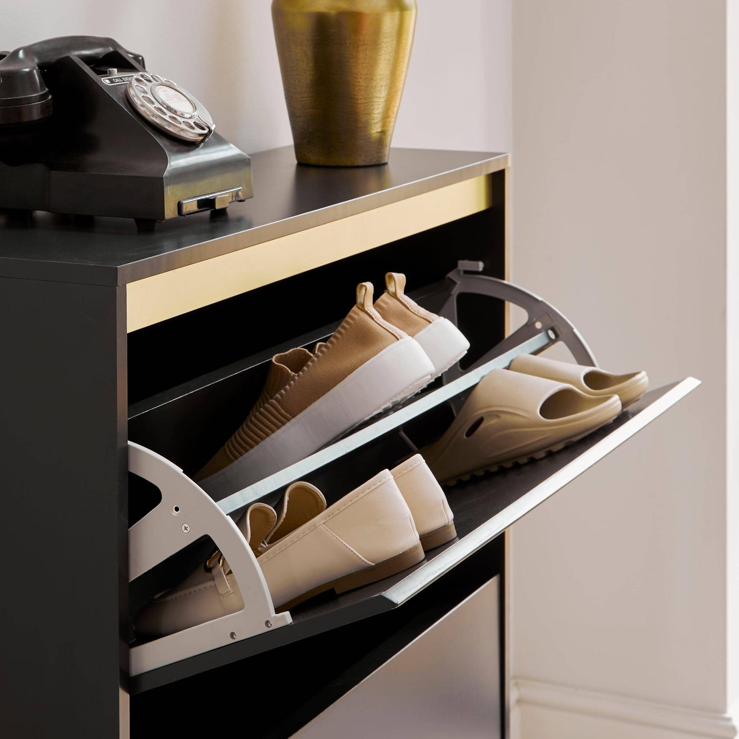 Iliana Shoe Cabinet - 2 Door - Charcoal Grey