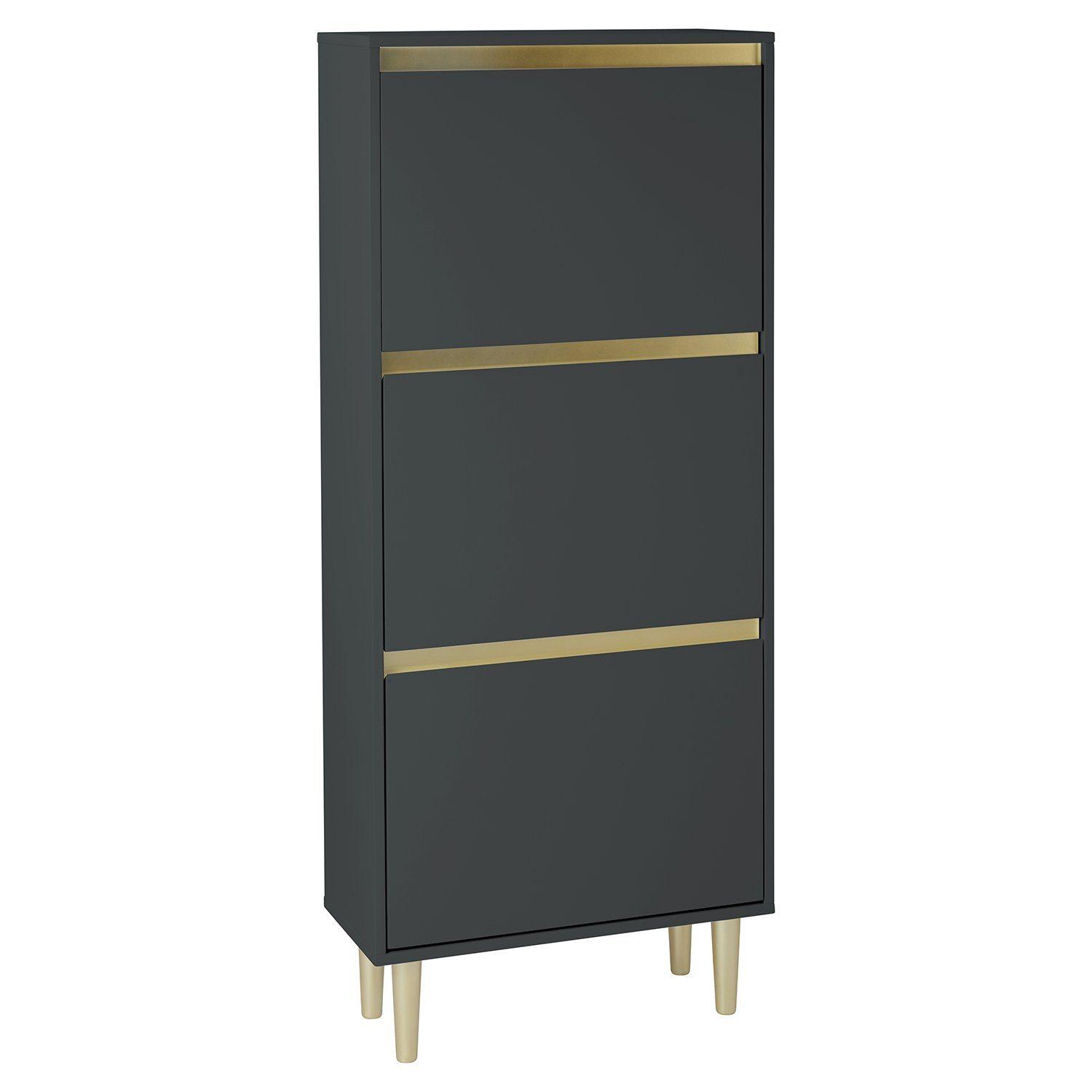 Iliana shoe cabinet - 3 door - charcoal grey - Laura James