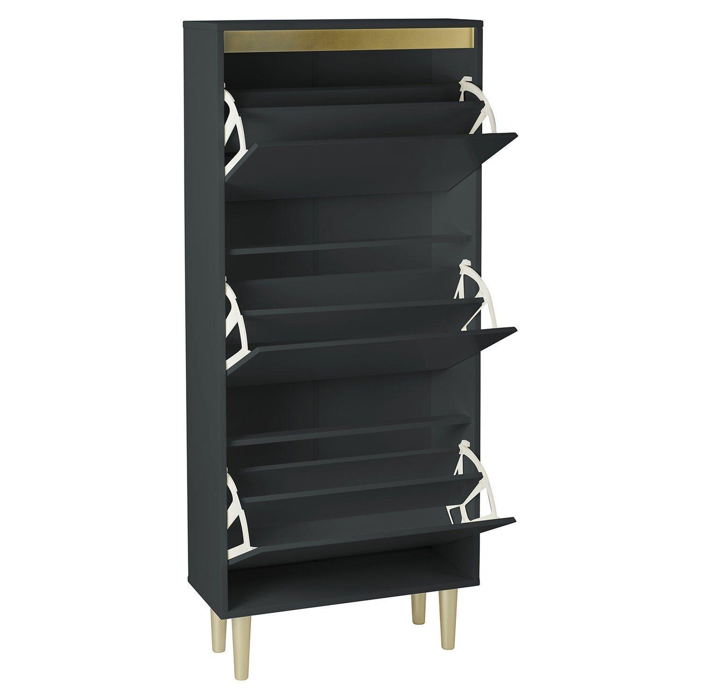 Iliana shoe cabinet - 3 door - charcoal grey - Laura James